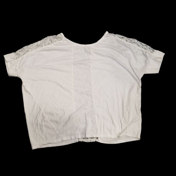 Lane Bryant White Top With Transparent Lace Cut Out - Picture 1 of 2